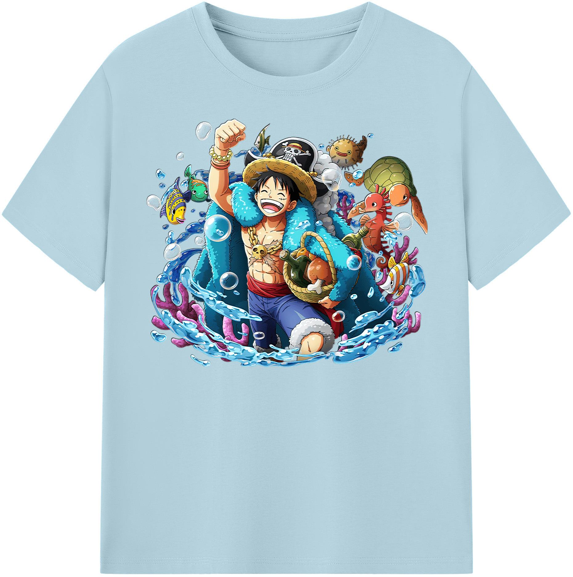 ワンピース モンキー・D・ルフィ ONE PIECE Monkey D. Luffy 綿100％半袖Tシャツ（フロントプリント）